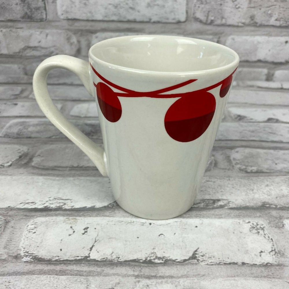 Starbucks Coffee Mug White Red Circles Ornaments